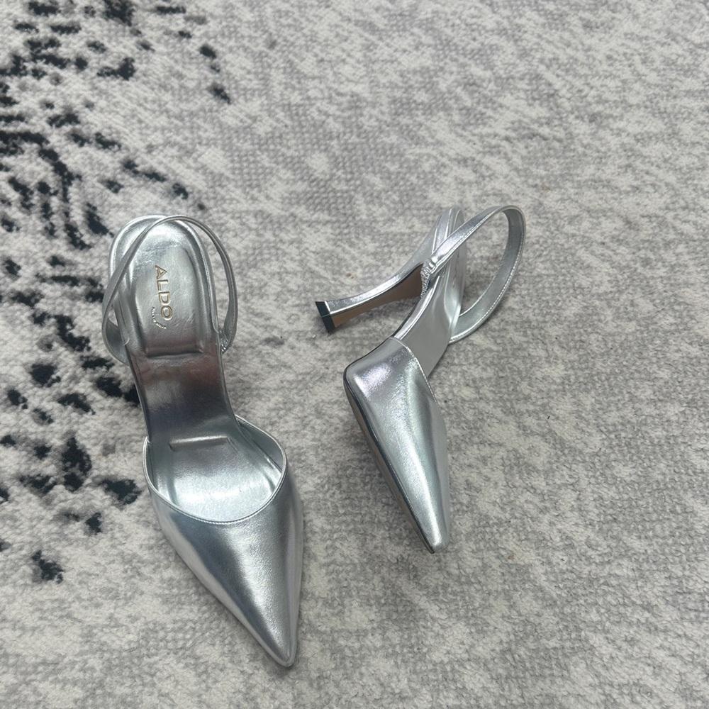 Aldo Metallic Silver Pointed Heels